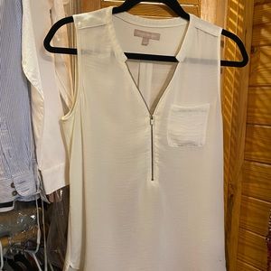 Cream colored, zippered, Banana blouse